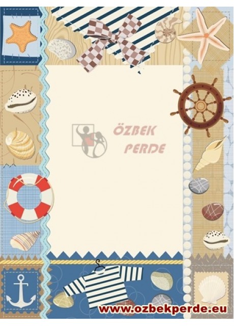 Denizci Çerçeve Baskılı Bebek Halısı